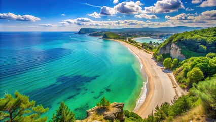 Stunning view of the Black Sea Riviera Coast with turquoise waters and sandy beaches, Black Sea, Riviera, Coastline