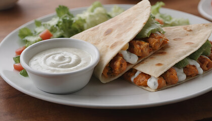 buffalo chicken quesadillas with ranch dressing