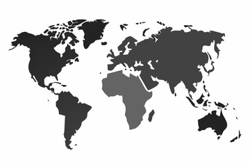 
Grey world map with borders of states. Isolated world map on white background. Vector illustration.

