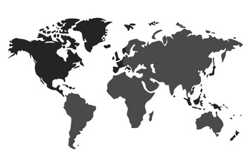 
Grey world map with borders of states. Isolated world map on white background. Vector illustration.

