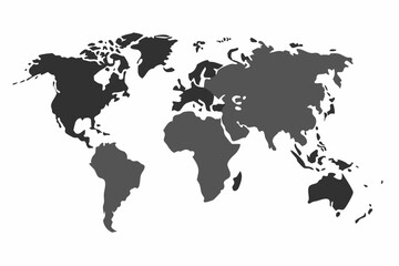 
Grey world map with borders of states. Isolated world map on white background. Vector illustration.

