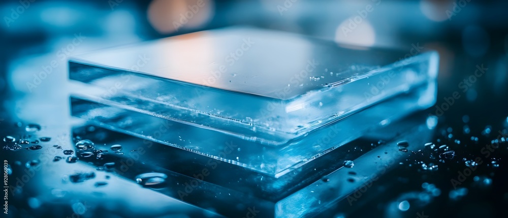 Poster transparent acrylic cube visualizing the strength and durability of synthetic materials in high perf