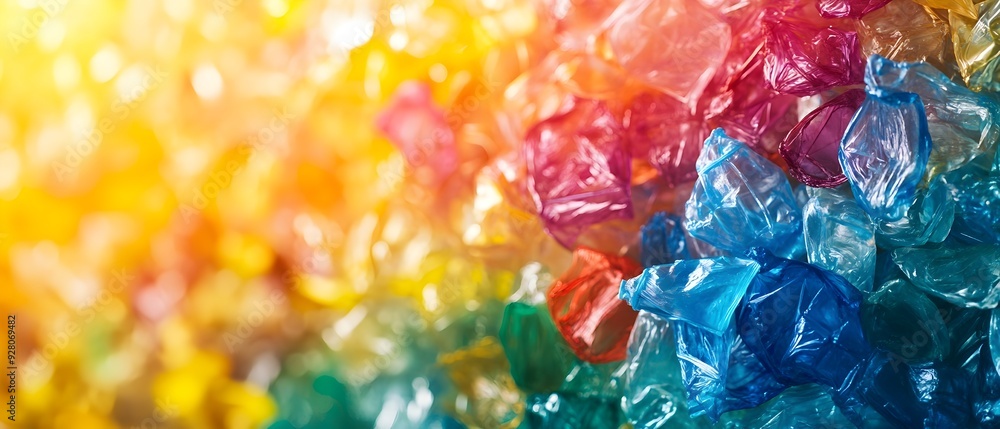 Poster vibrant colorful and translucent textures crafted from recycled nylon showcasing innovative and sust