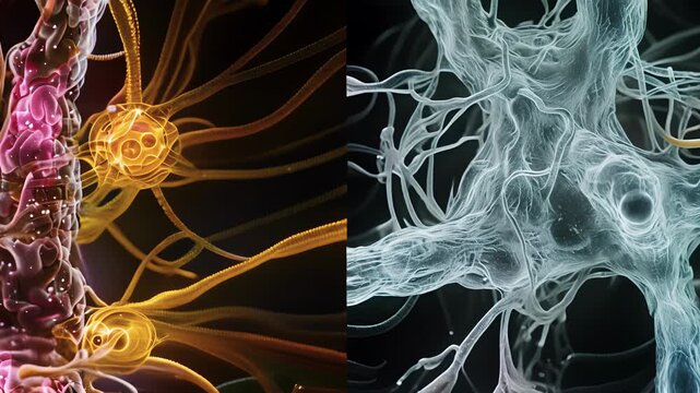 A sidebyside comparison of a cell with multiple cilia and a cell with a single flagellum both demonstrating the capability of rapid and fluid movement.