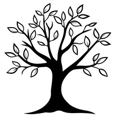 Obraz premium Simple Black and White Tree for Kids to Color