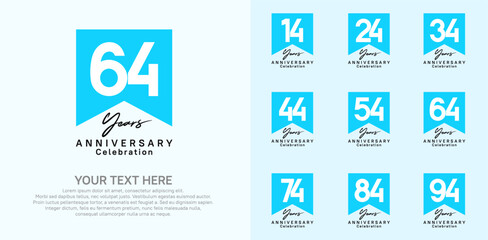 anniversary logotype set, black and blue color can be use for celebration