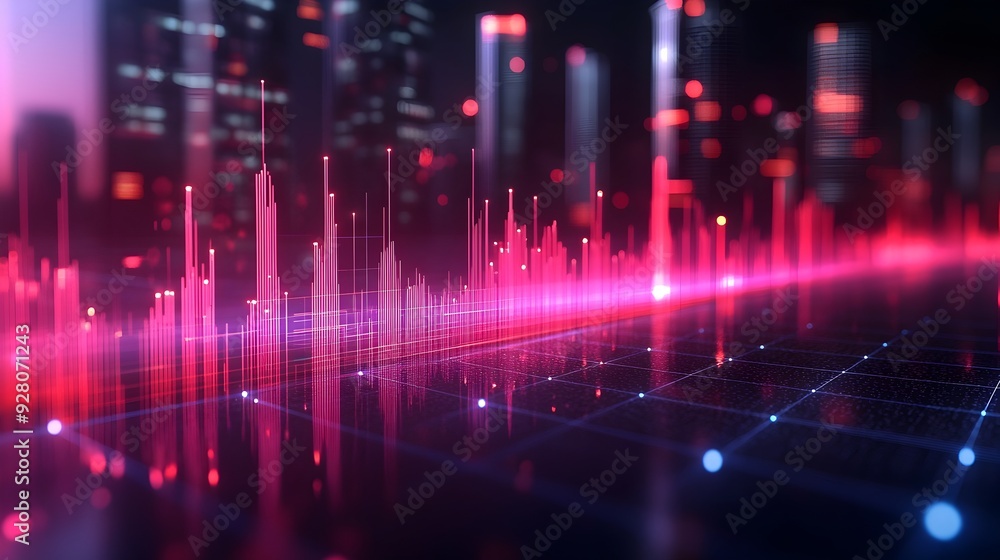 Poster 3d rendered visualization of slowing net income growth signaling potential challenges ahead