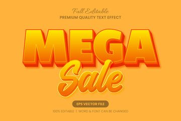 Mega Sale 3D text effect in vibrant orange and yellow. Editable EPS vector file, suitable for commercial retail and marketing purposes.