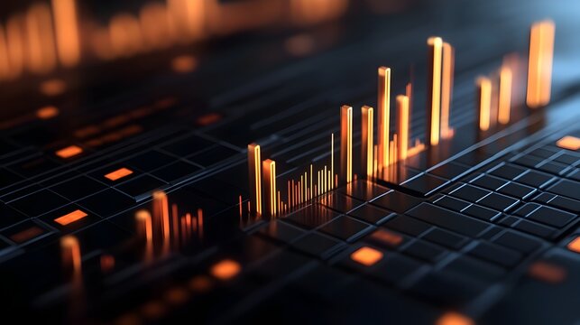 3D Rendered Declining Financial Statistics and Operating Margins Trend Analysis Dashboard