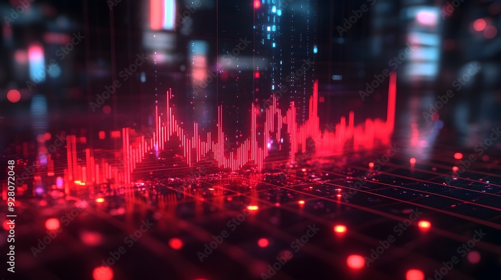 Poster downward trend in company s financial interest coverage visualized in 3d data graph