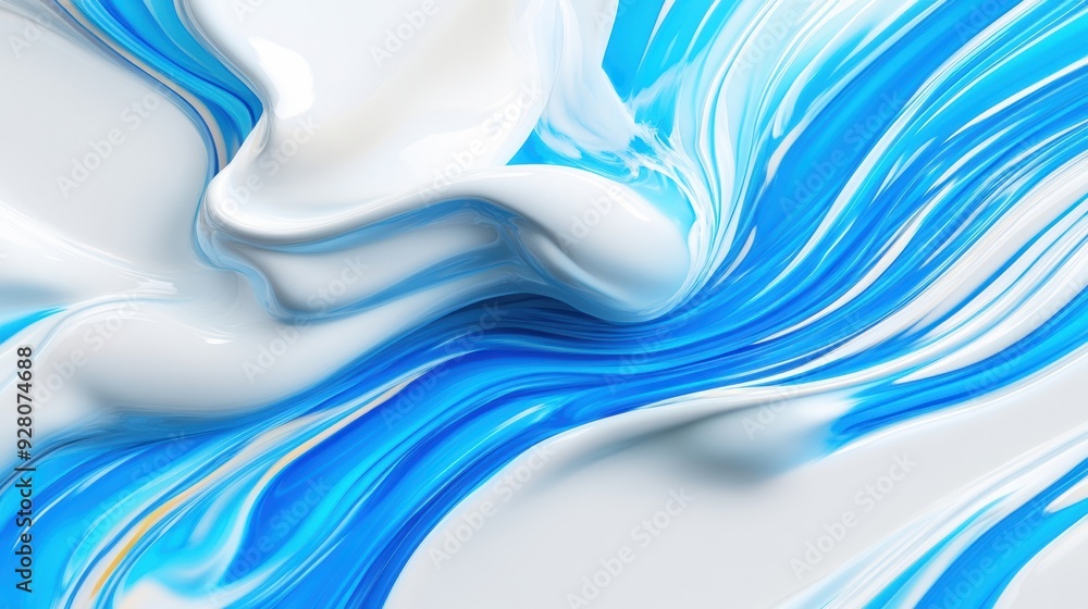 Poster swirling white and blue textures create a calming and modern abstract visual effect