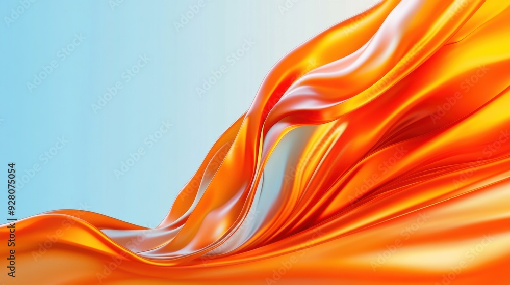 Aufkleber vibrant orange waves flow gracefully over a soft blue backdrop, creating a dynamic and engaging comp