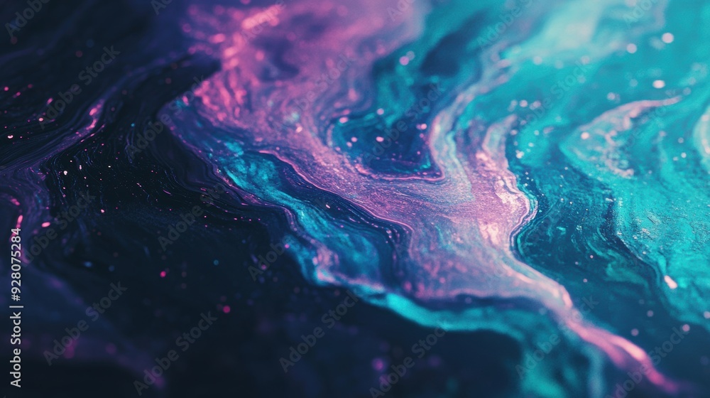 Fototapete iridescent fluid waves create a mesmerizing abstract texture with vibrant hues and smooth transition