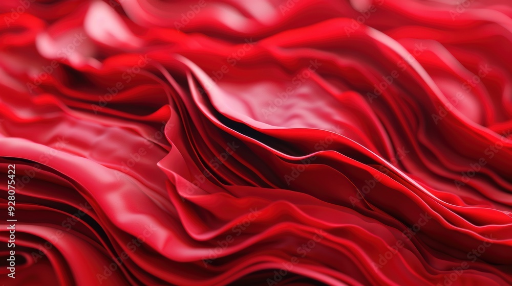 Poster fluid red waves intertwine, creating a dynamic and captivating pattern full of depth and movement