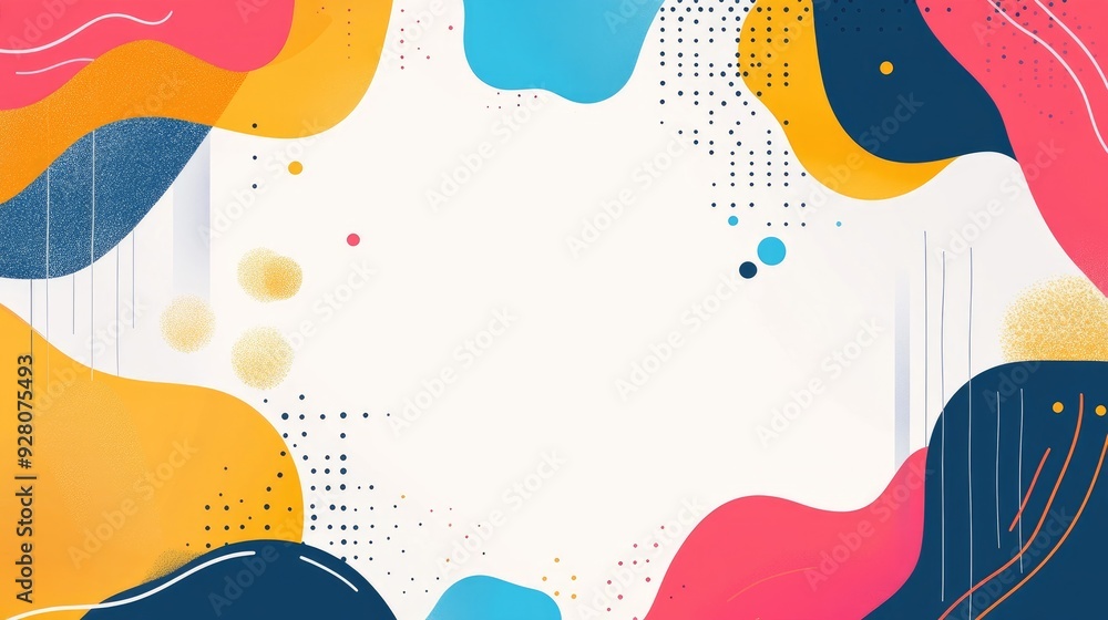 Aufkleber abstract colorful background with wavy shapes and dots.