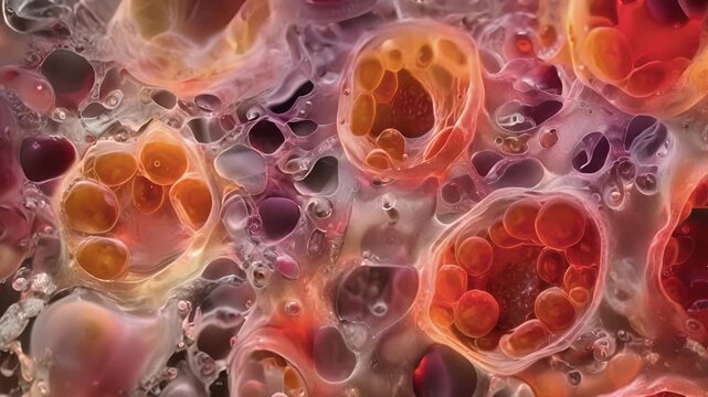 A section of bone marrow tissue revealing a high density of erythrocytes and the central role of the bone marrow in red cell production.