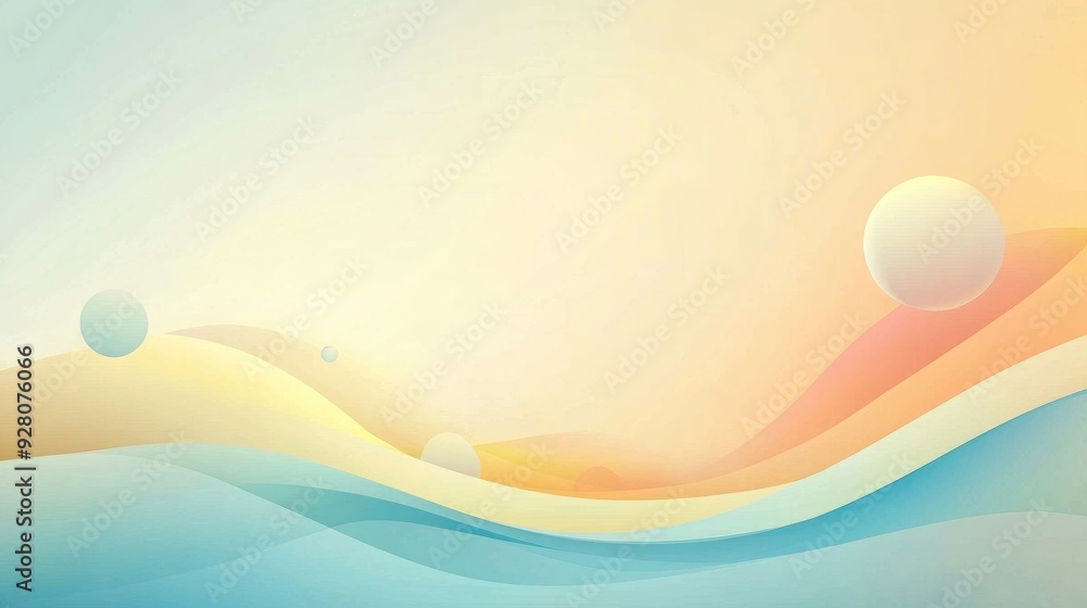 Aufkleber abstract pastel background with flowing waves and orbs.