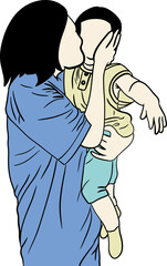 Mom and Son Activity vector shape