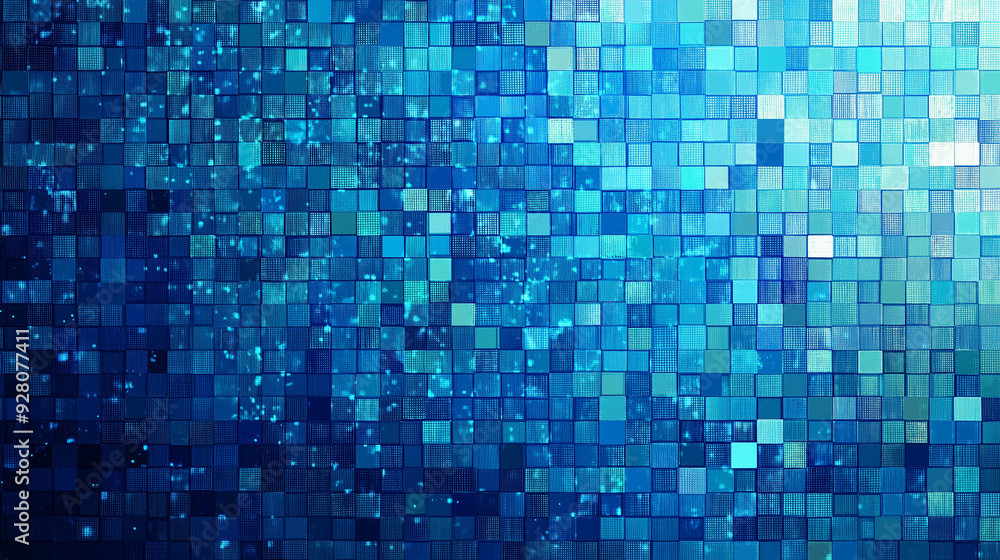 Poster Abstract blue technology background with moving square pattern