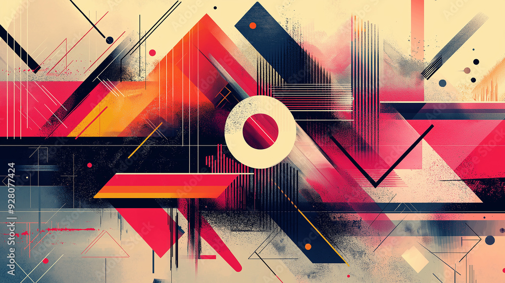 Aufkleber Abstract geometric composition exploding in colorful shapes and textures