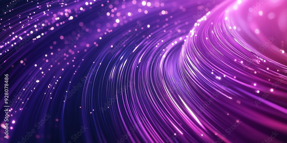 Poster abstract purple wavy lines background flowing particles effect