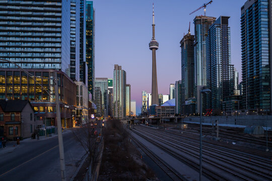 city skyline Toronto at evening