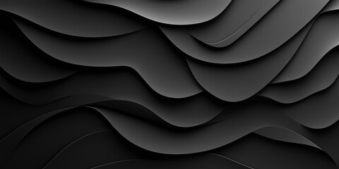 Fototapeta premium Abstract black background with smooth wavy shapes creating dramatic effect