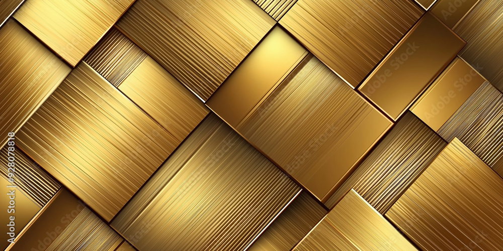 Poster golden metallic squares creating abstract geometric pattern