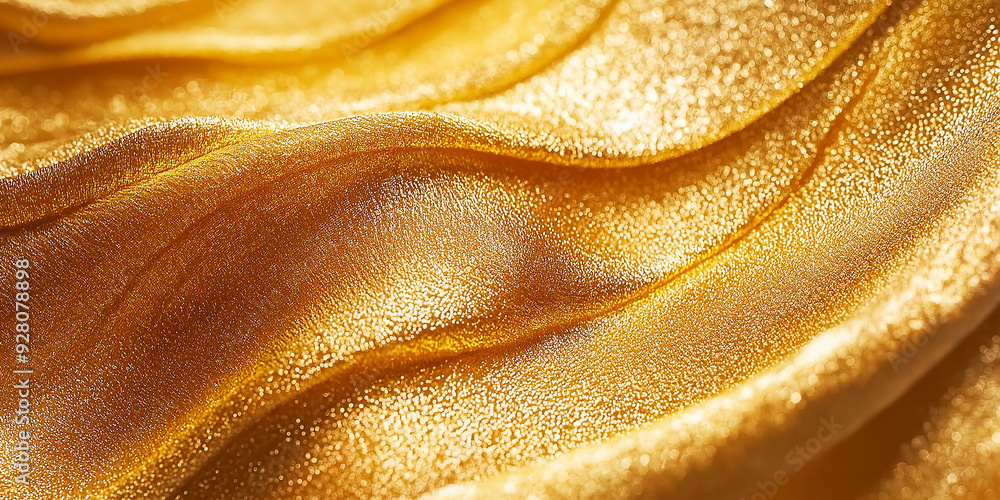 Poster Golden fabric texture background shimmering under soft light