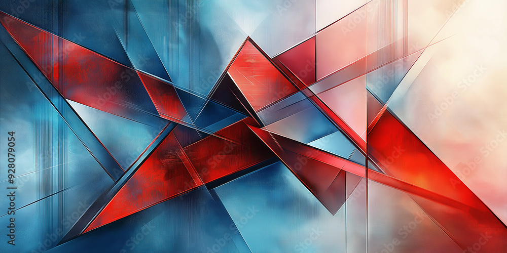 Aufkleber abstract geometric red and blue shapes background design