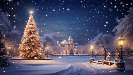 Naklejka premium christmas tree in the city