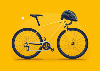 Fototapeta premium Vibrant Bicycle and Helmet Illustration in a Dynamic Vectorial Style