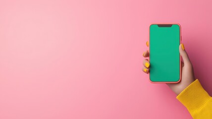 Hand holding phone, product selection, cart animation, 3D illustration