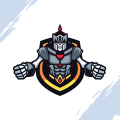 The Skull Knight in Grey Steel Iron Armor Vector Mascot