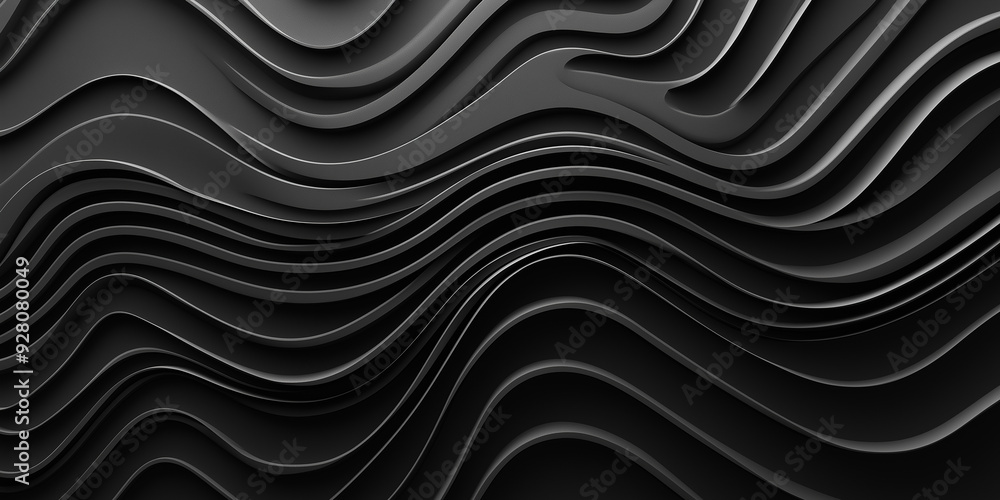 Aufkleber Black wavy lines flowing seamlessly creating a dynamic background
