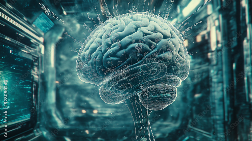 Poster Artificial intelligence is learning and evolving inside computer server room