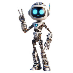 cutout robot showing expressions isolated on transparent background