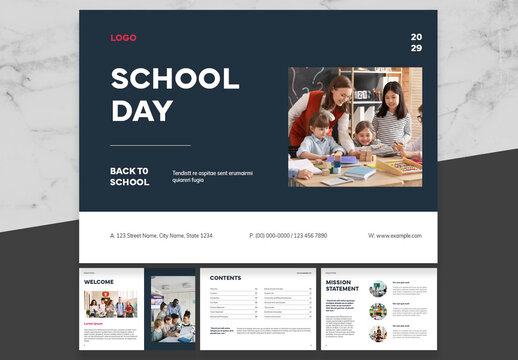 Blue Navy and White School Profile