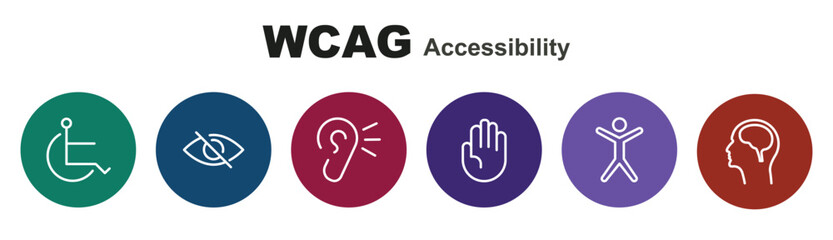 WCAG Accessibility Single Stroke Icon Sets with background colors