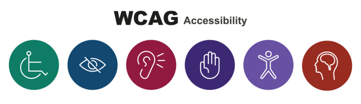 WCAG Accessibility Single Stroke Icon Sets with background colors