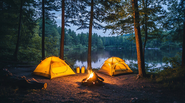 Camping outdoor adventure nature travel tents fire hiking