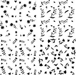 Seamless pattern with hand drawn flowers, vector illustration