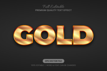 Gold metallic editable text effect with a sheen on a dark background. Font graphic style Suitable for luxury branding, editorial design, and elegant presentations.