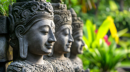 Obraz premium Traditional stone sculpture in garden Island Bali Ubud Indonesia