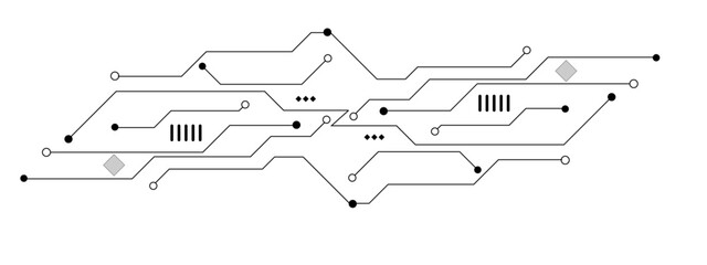 Vectors Technology black circuit diagram. High-tech connection system on a white background.