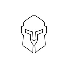 Spartan helmet outline logo icon vector illustration
