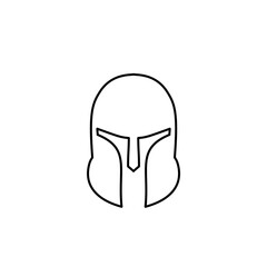 Spartan helmet outline logo icon vector illustration

