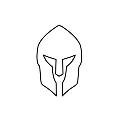 Spartan helmet outline logo icon vector illustration
