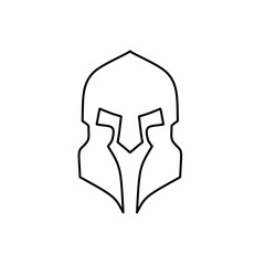 Spartan helmet outline logo icon vector illustration
