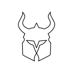 Spartan helmet outline logo icon vector illustration
